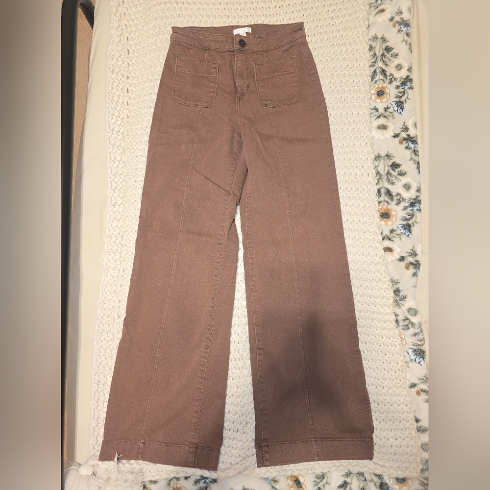 LC Lauren Conrad Hi-rise Brown Wide-Leg Pants